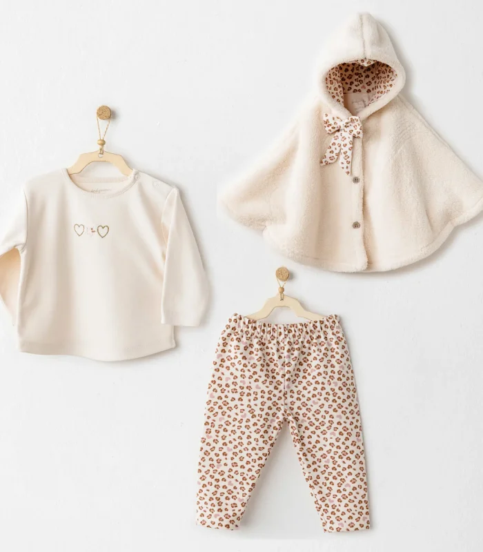 Andywawa Ac26237 Little Leopard 3lü Takım Ekru