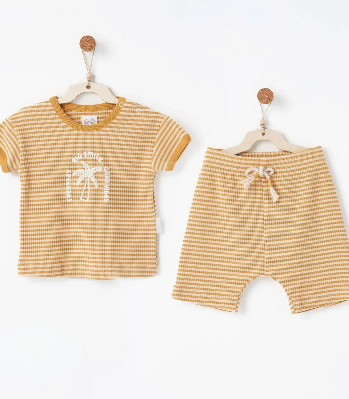 Andywawa Ac26672 Bamboo Striped 2li Takım Mustard