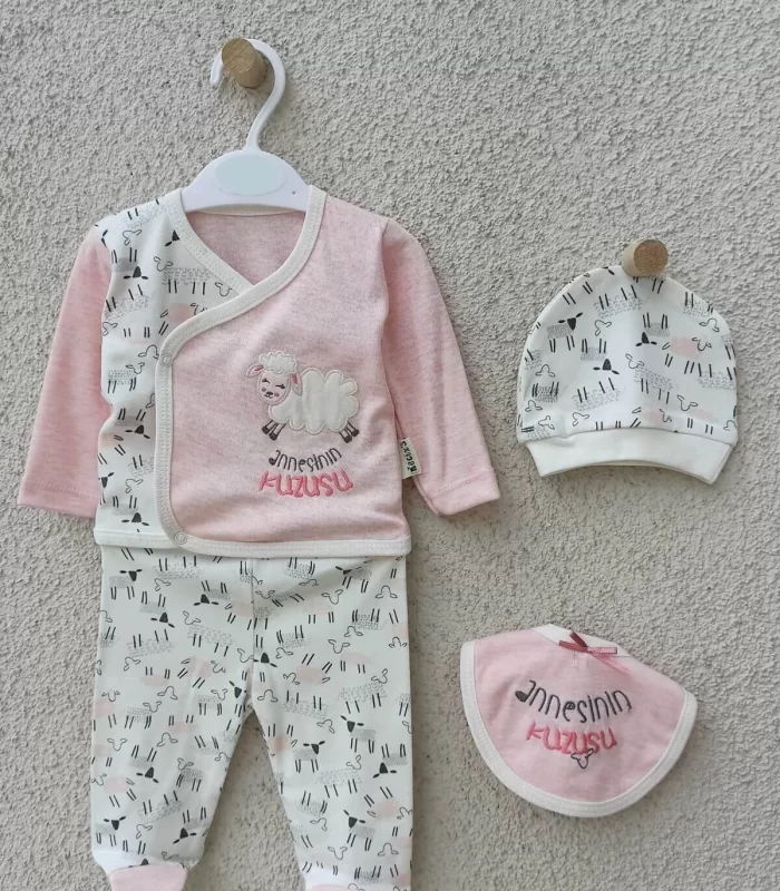 Annesinin Kuzusu Şapkalı Eldivenli 5li Kız Bebek Takım Seti