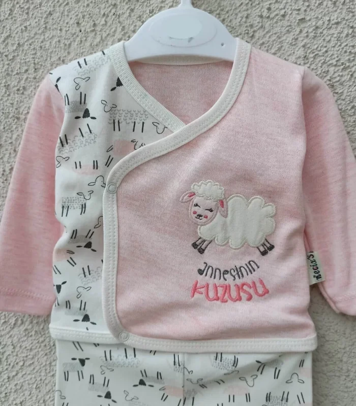 Annesinin Kuzusu Şapkalı Eldivenli 5li Kız Bebek Takım Seti