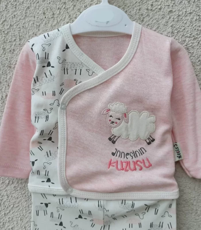 Annesinin Kuzusu Şapkalı Eldivenli 5li Kız Bebek Takım Seti