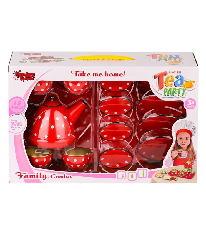 ATF-2020B-2020C Puantiyeli Metal Çay Seti 15 Parça -Vardem Oyuncak