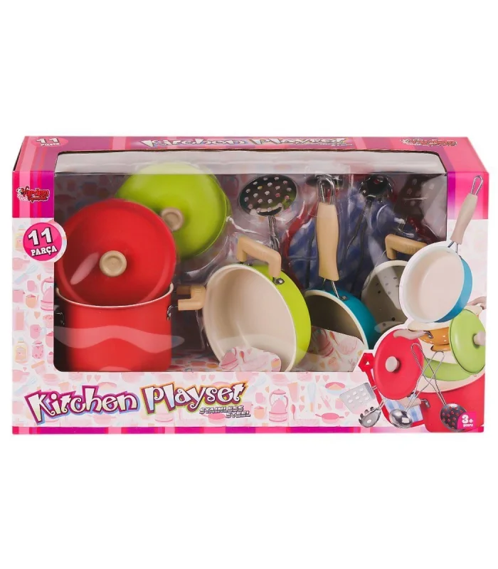 ATF-3815-7A Renkli Emaye Tencere Tava Seti 11 Parça -Vardem Oyuncak