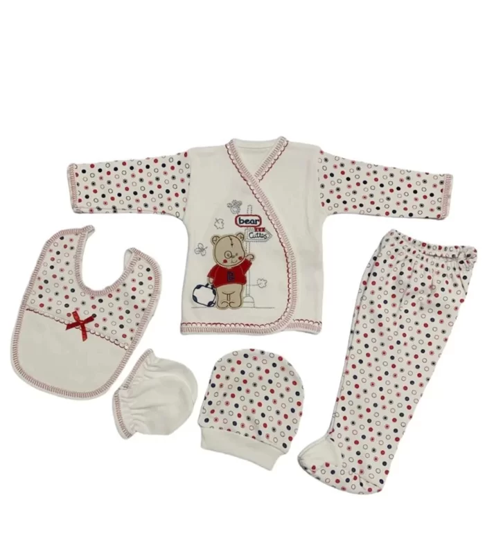 Ayıcık Bebe 5li Hastane Çıkışı Yeni Doğan Set Kırmızı