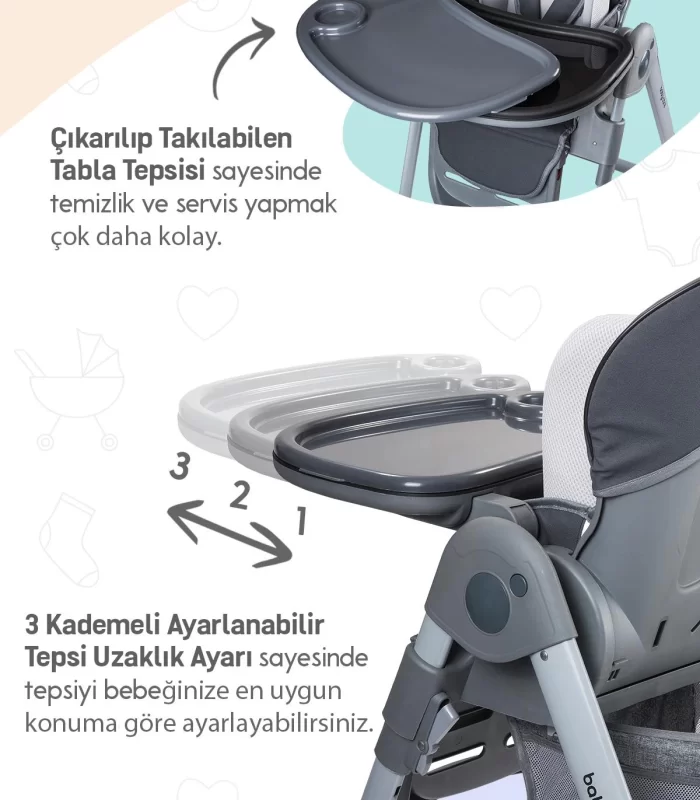 Baby Care Bc511 Flex Plus Mama Sandalyesi Gri