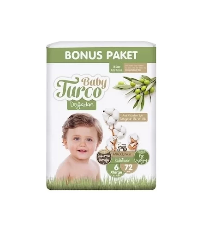 Baby Turco Doğadan Bebek Bezi Bonus Paket No:6 72 Adet