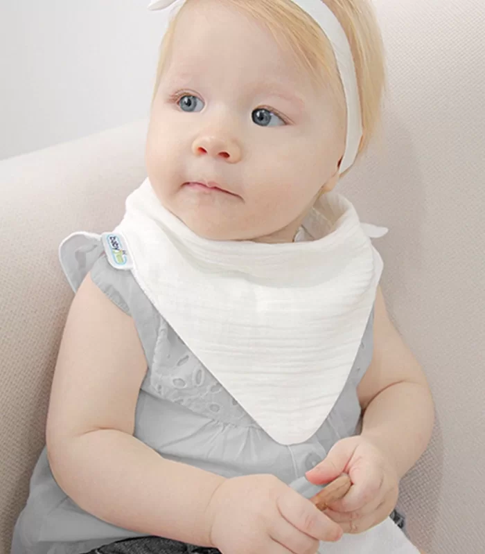 BabyJem Ahşap Diş Kaşıyıcılı Bürümcük Müslin Önlük 736 Ekru