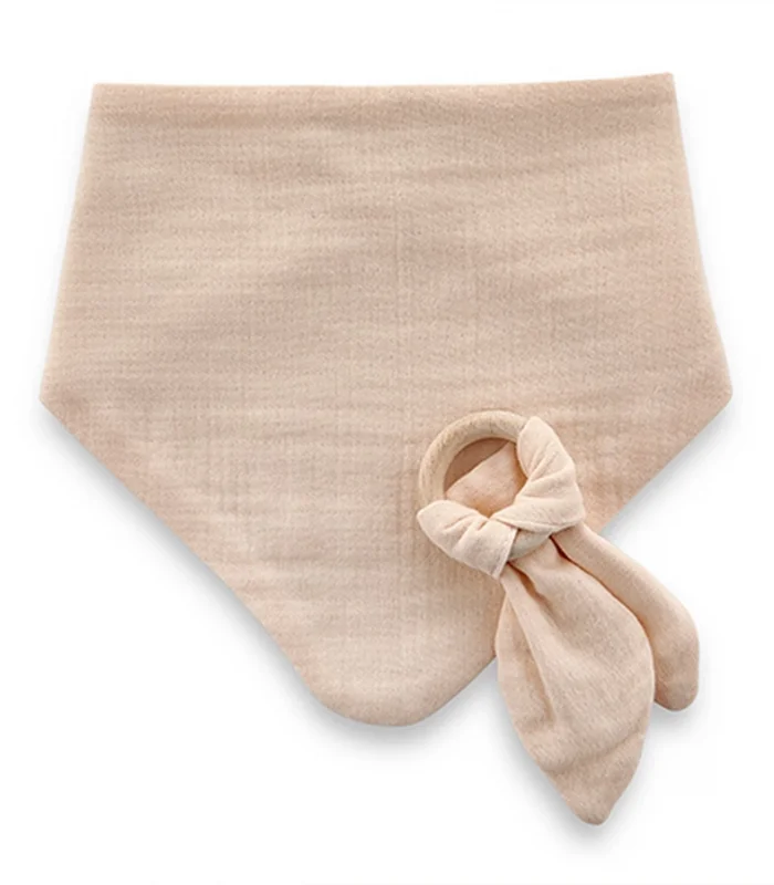 BabyJem Ahşap Diş Kaşıyıcılı Bürümcük Müslin Önlük 736 Somon