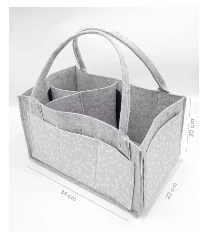 BabyJem Keçe Anne Bebek Bakım Çantası 772 Gri Çiçek
