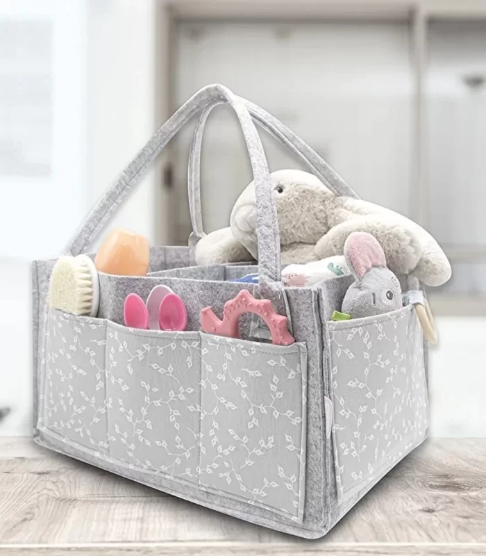 BabyJem Keçe Anne Bebek Bakım Çantası 772 Gri Çiçek