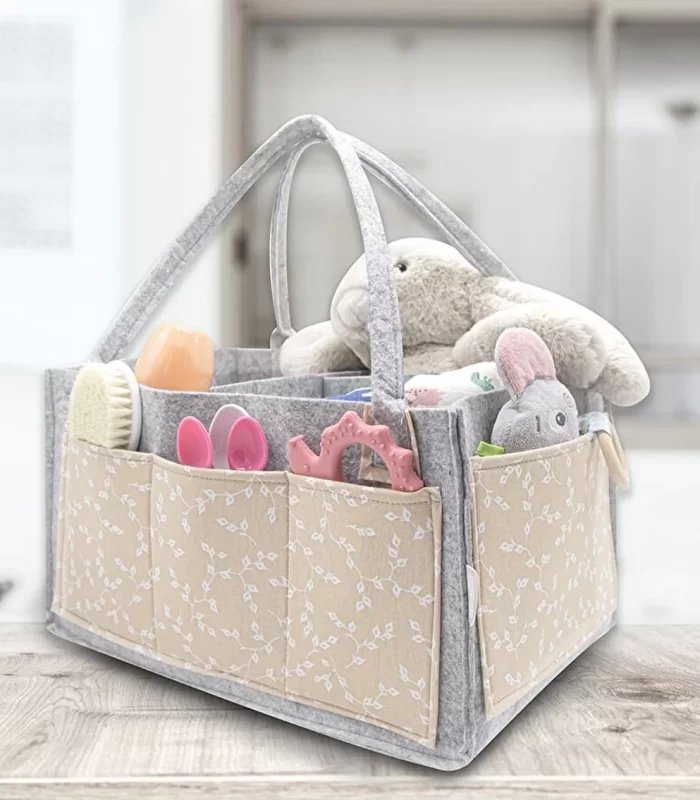 BabyJem Keçe Anne Bebek Bakım Çantası 772 Somon Çiçek