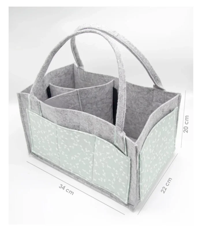 BabyJem Keçe Anne Bebek Bakım Çantası 772 Yeşil Çiçek