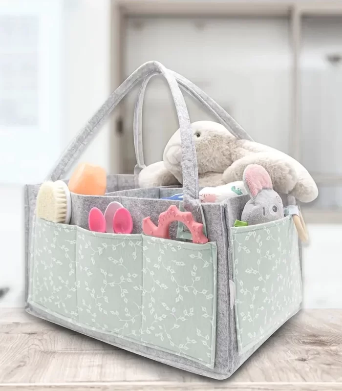 BabyJem Keçe Anne Bebek Bakım Çantası 772 Yeşil Çiçek