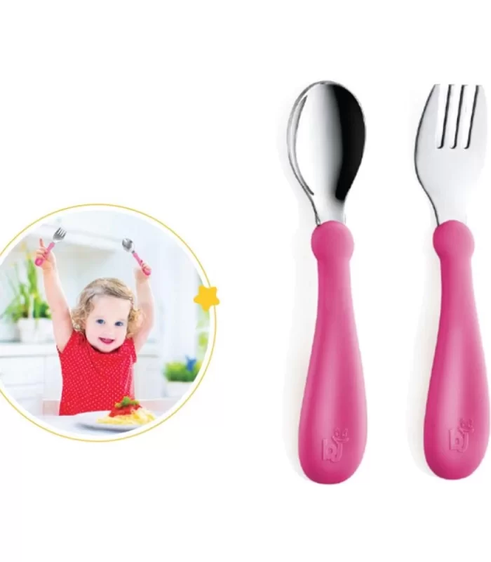 BabyJem Paslanmaz Çelik Çatal Kaşık Seti 522 Pembe