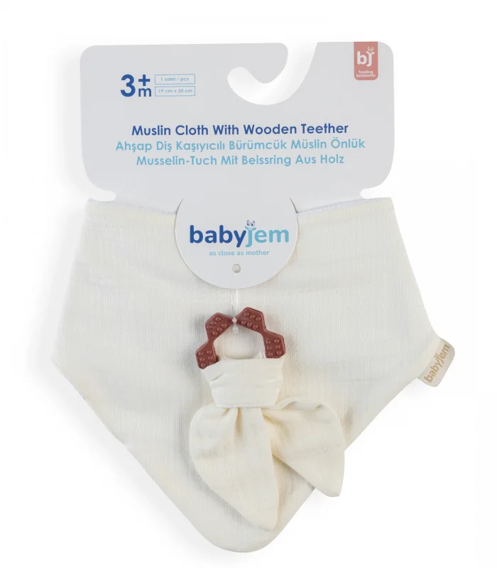 Babyjem Silikon Diş Kaşıyıcılı Müslin Önlük 736 Ekru
