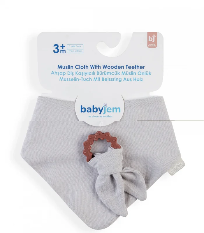 Babyjem Silikon Diş Kaşıyıcılı Müslin Önlük 736 Gri