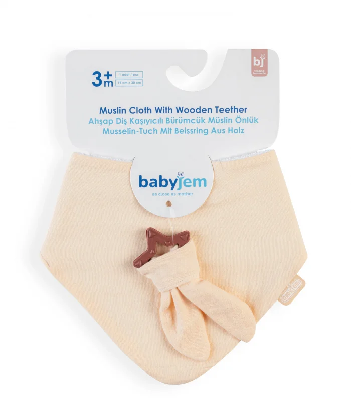 Babyjem Silikon Diş Kaşıyıcılı Müslin Önlük 736 Somon