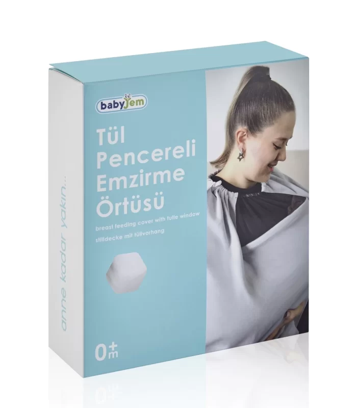 BabyJem Tül Pencereli Emzirme Önlüğü 735 Gri