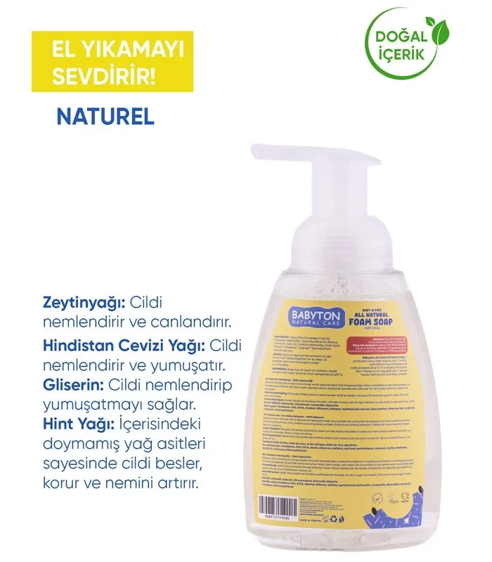 Babyton Çocuklar İçin Doğal Köpük Sabun Naturel
