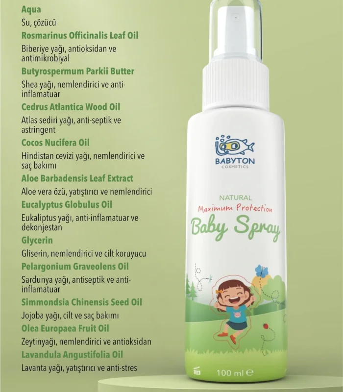 Babyton Organik Ve Doğal İçerikli Vücut Koruyucu Sprey