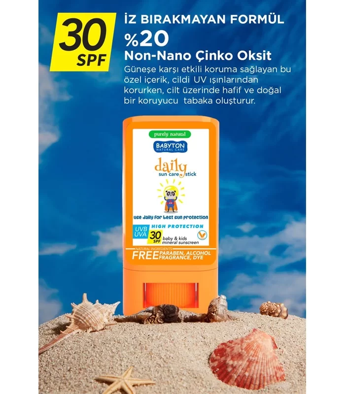 Babyton bebek Ve Çocuklar İçin Günlük Güneş Koruyucu Stick 20 Gr