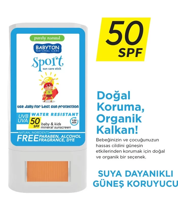 Babyton bebek Ve Çocuklar İçin Suya Dayanıklı Güneş Koruyucu Stick 20 Gr 50 Spf