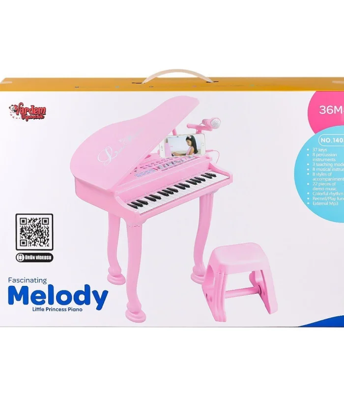 BAO-1403 0213  Mikrofonlu 37 Tuşlu Mp3 Çalar Büyük Pembe Piyano