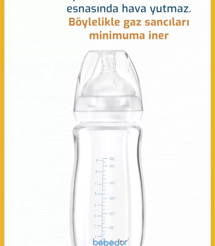 Bebedor Geniş Ağızlı Isıya Dayanıklı Cam Biberon 260ml 51301