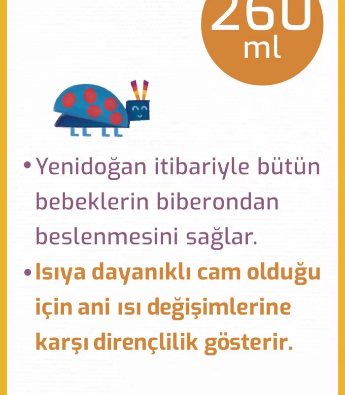 Bebedor Geniş Ağızlı Isıya Dayanıklı Cam Biberon 260ml 51301