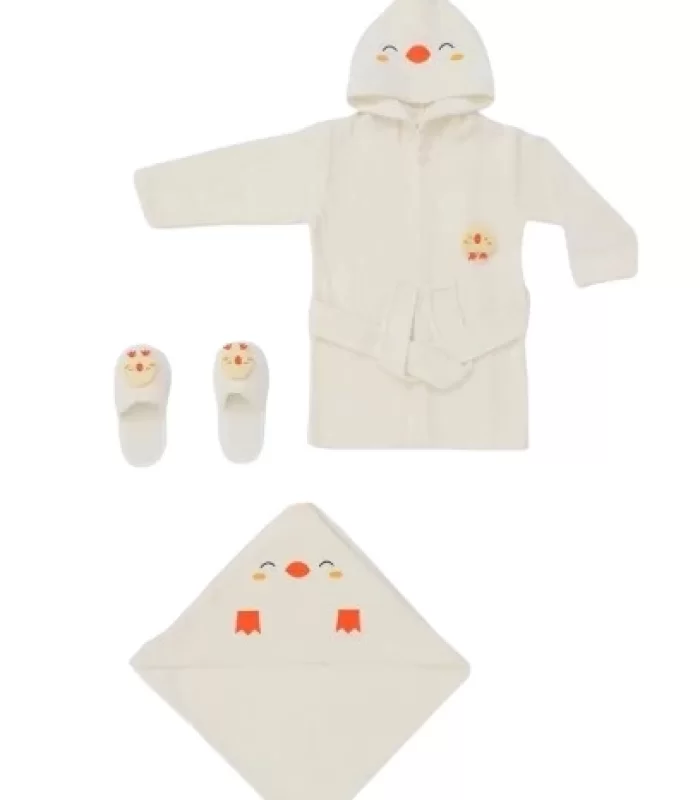 Bebitof Baby Civcivli Bornoz Seti 30038 Ekru