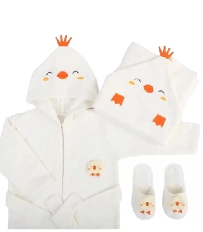 Bebitof Baby Civcivli Bornoz Seti 30038 Ekru