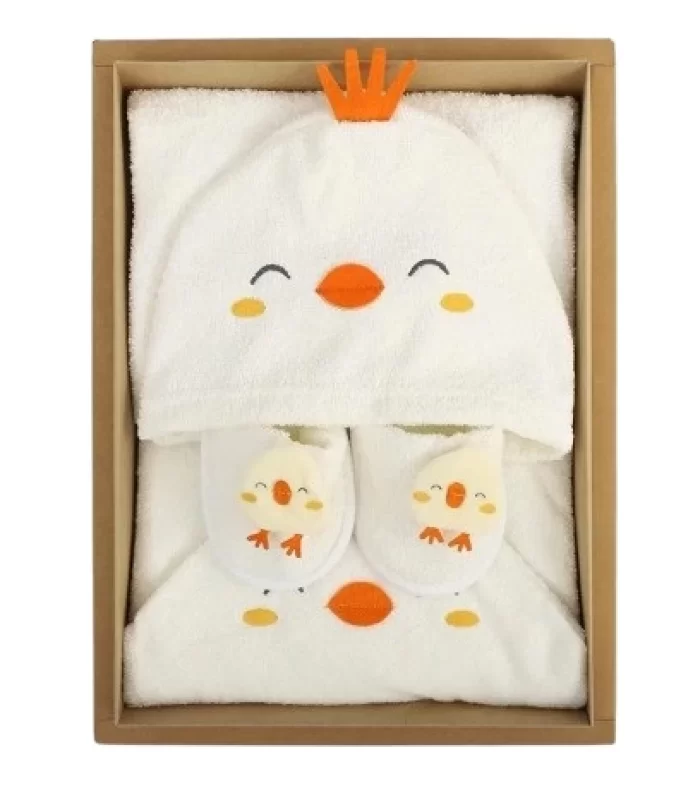 Bebitof Baby Civcivli Bornoz Seti 30038 Ekru