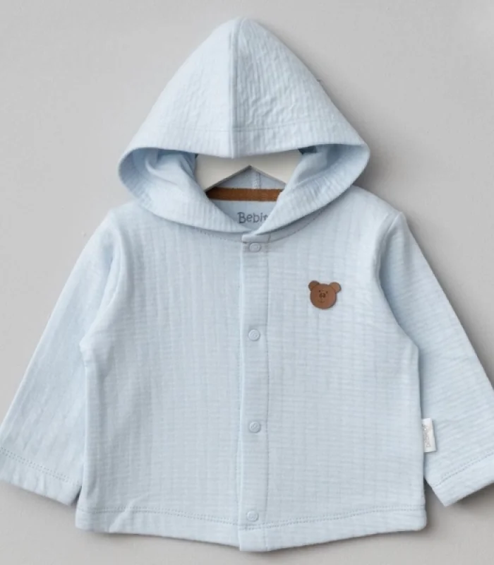 Bebitof Kapüşonlu Bebek Hırka 80153 Koyu Mavi