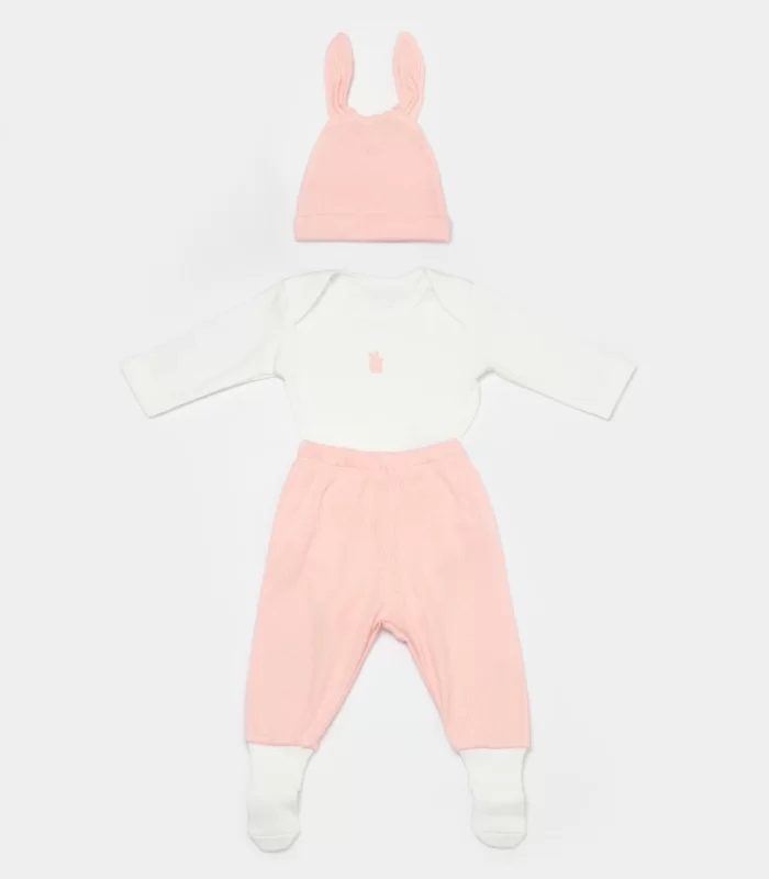 Bibaby Biorganic Bunny 3Lü Bebek Takım 73326 Pembe