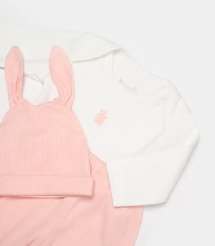 Bibaby Biorganic Bunny 3Lü Bebek Takım 73326 Pembe