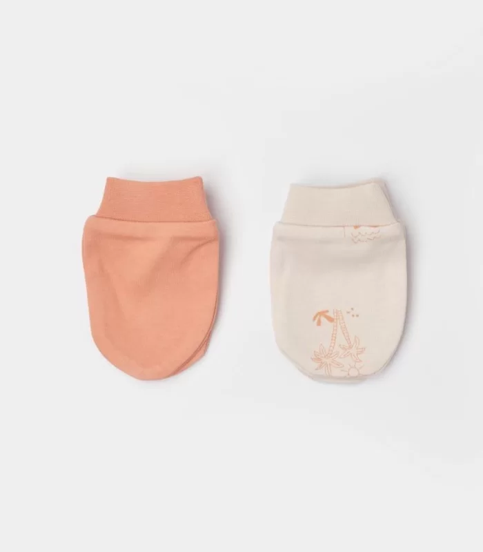 Bibaby Biorganic Hello Safari 2Li Bebek Eldiven 72224 Ekru Kiremit