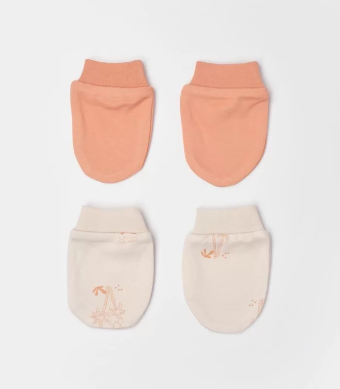 Bibaby Biorganic Hello Safari 2Li Bebek Eldiven 72224 Ekru Kiremit