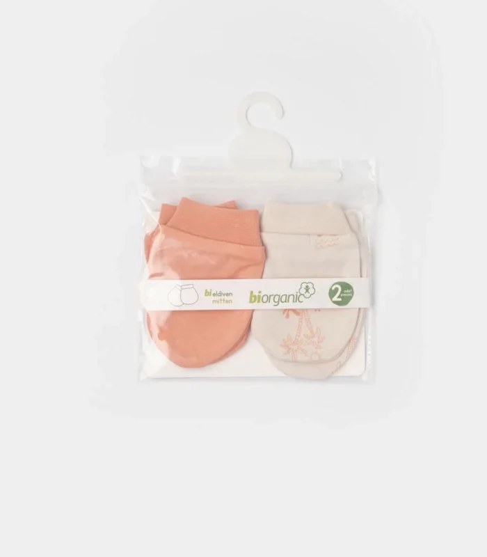 Bibaby Biorganic Hello Safari 2Li Bebek Eldiven 72224 Ekru Kiremit