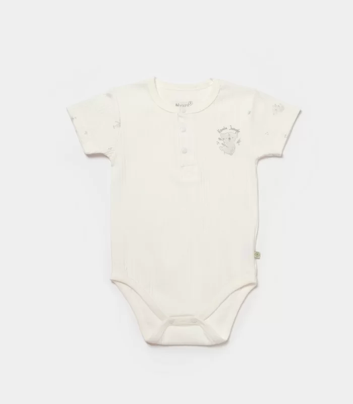 Bibaby Biorganic Koala Jungle Kısa Kol Bebek Body 56972 Gri