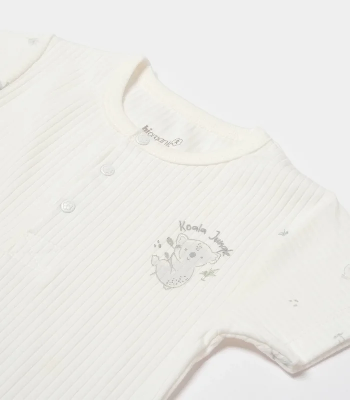 Bibaby Biorganic Koala Jungle Kısa Kol Bebek Body 56972 Gri