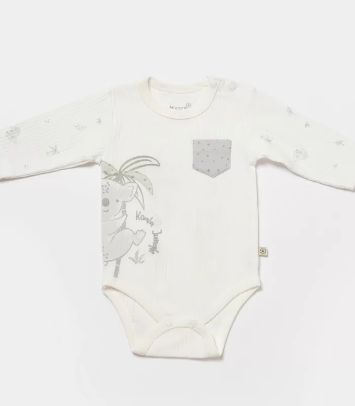 Bibaby Biorganic Koala Jungle Uzun Kol Bebek Body 56969 Gri