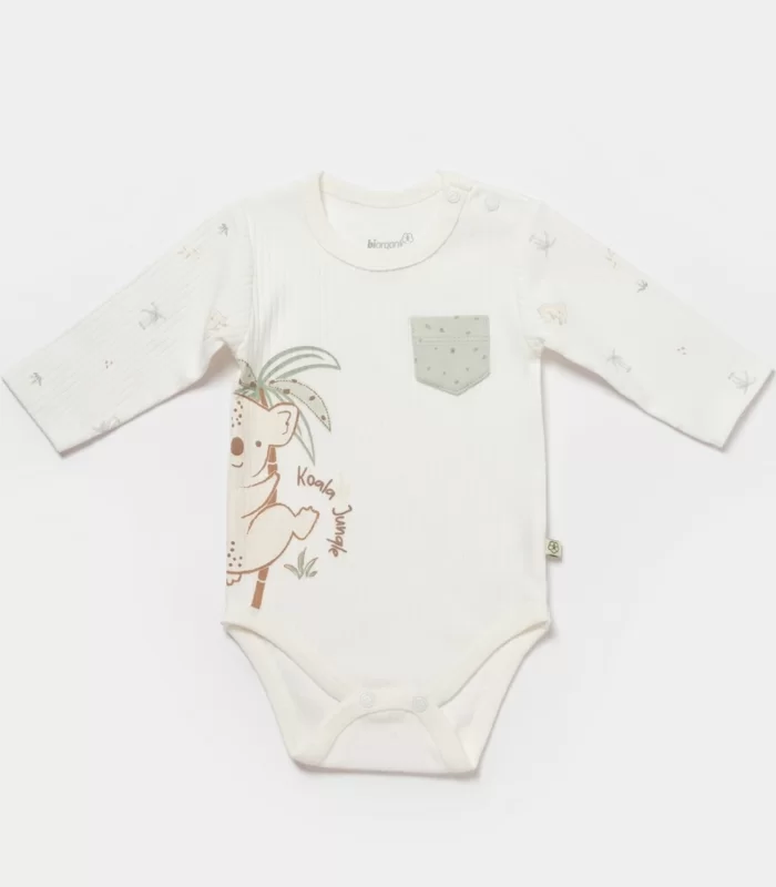 Bibaby Biorganic Koala Jungle Uzun Kol Bebek Body 56969 Mint