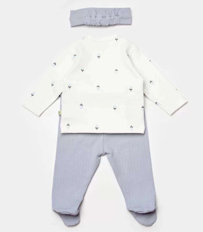Bibaby Biorganic Love Floral 3 Parça Zıbın Seti 73346 Ekru Lila