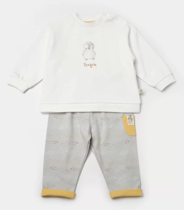 Bibaby Biorganic Penguin Club 2li Bebek Takım 59809 Ekru Gri