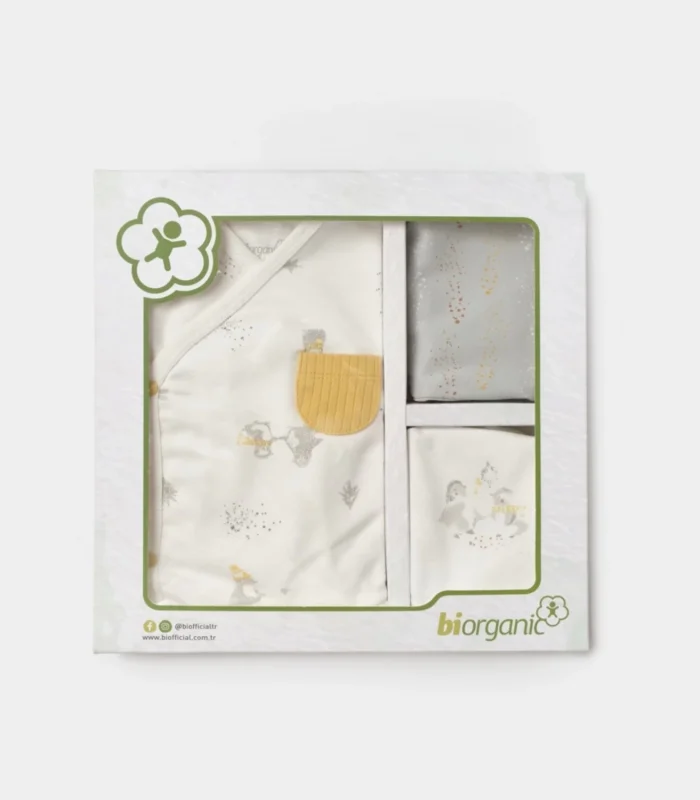 Bibaby Biorganic Penguin Club 5 Parça Hastane Çıkış Seti 62351 Ekru Gri