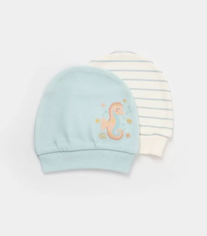 Bibaby Biorganic Save The Seahorse 2Li Bebek Şapka 72231 Bej-Mint
