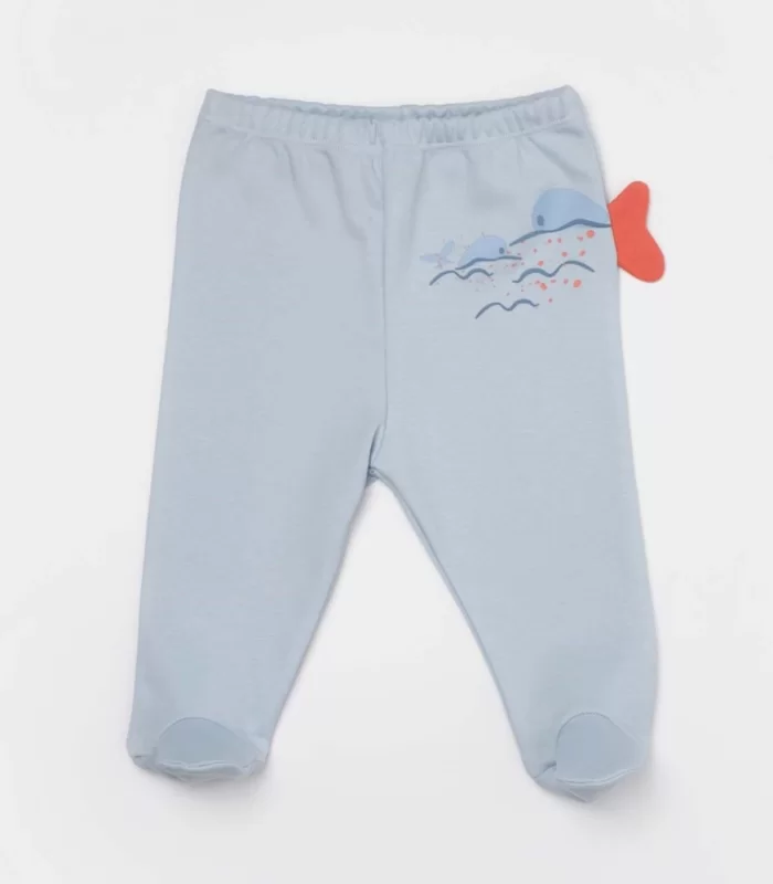 Bibaby Biorganic Sun Lets Sail Patikli Pantolon 57907 Ekru Mavi
