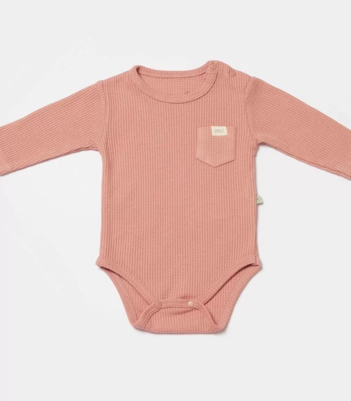 Bibaby Biorganic Waffle Smile Bebek Body 56978 Kırmızı Kahverengi