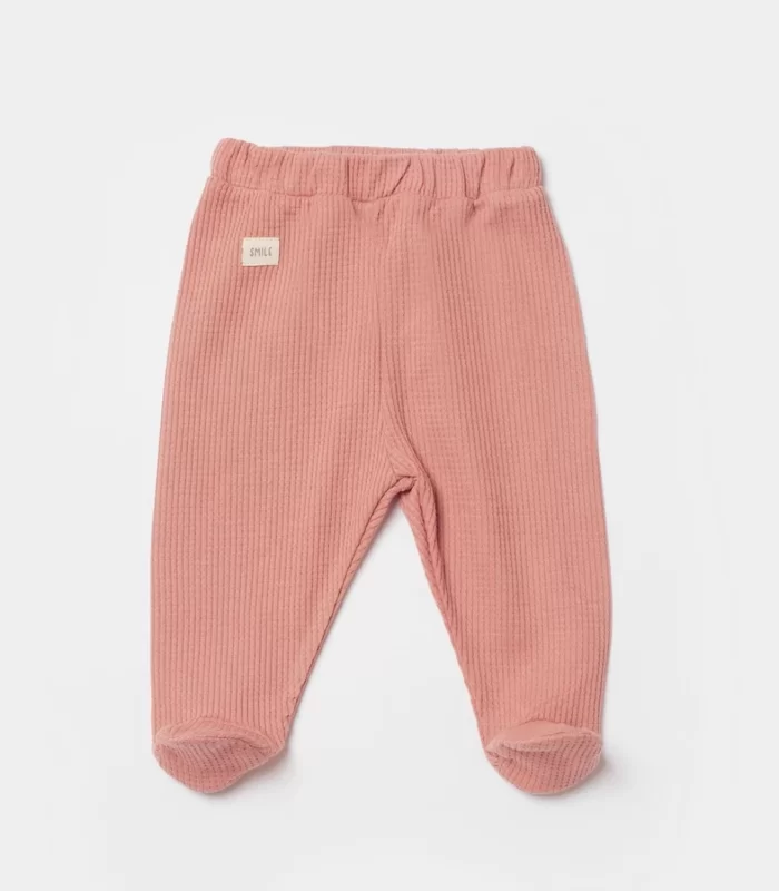 Bibaby Biorganic Waffle Smile Patikli Pantolon 57899 Red-Brown