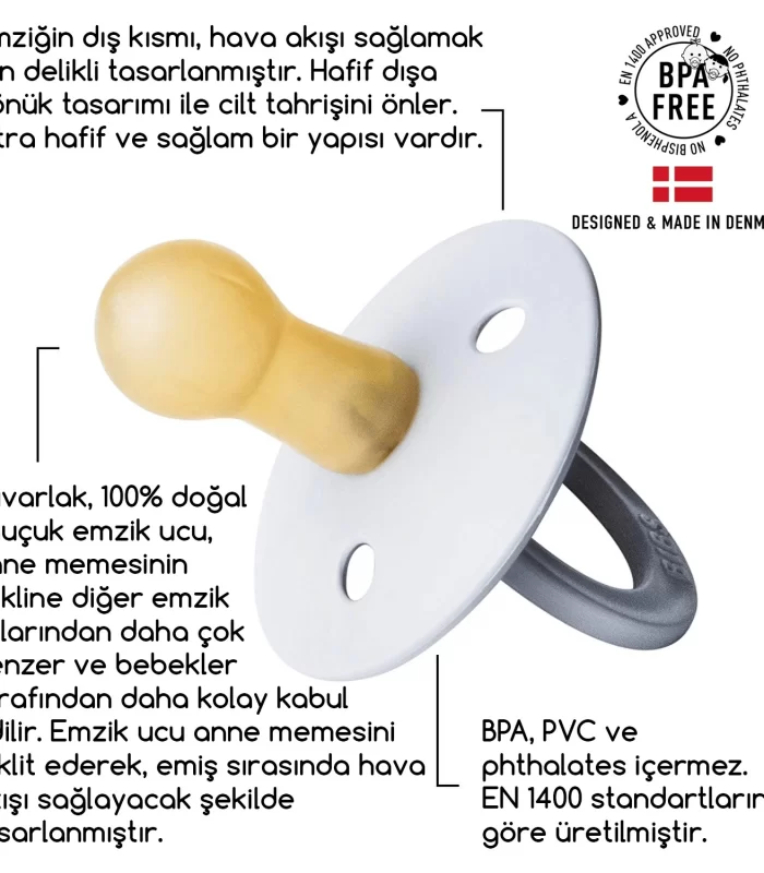 Bibs Colour Kauçuk Emzik 6-18 Ay Coral